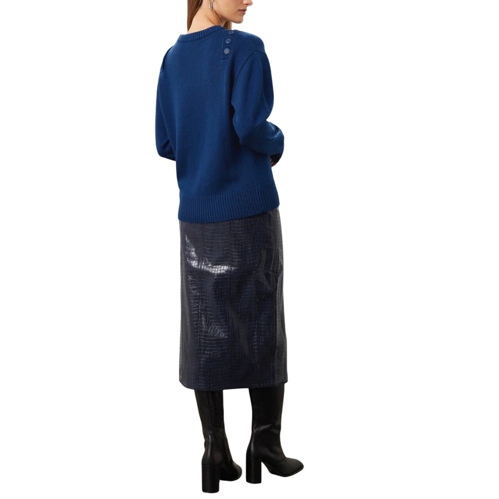 Marissa Webb Collective Button Detail Crewneck Sweater Blue Knit Pullover M - Picture 9 of 11